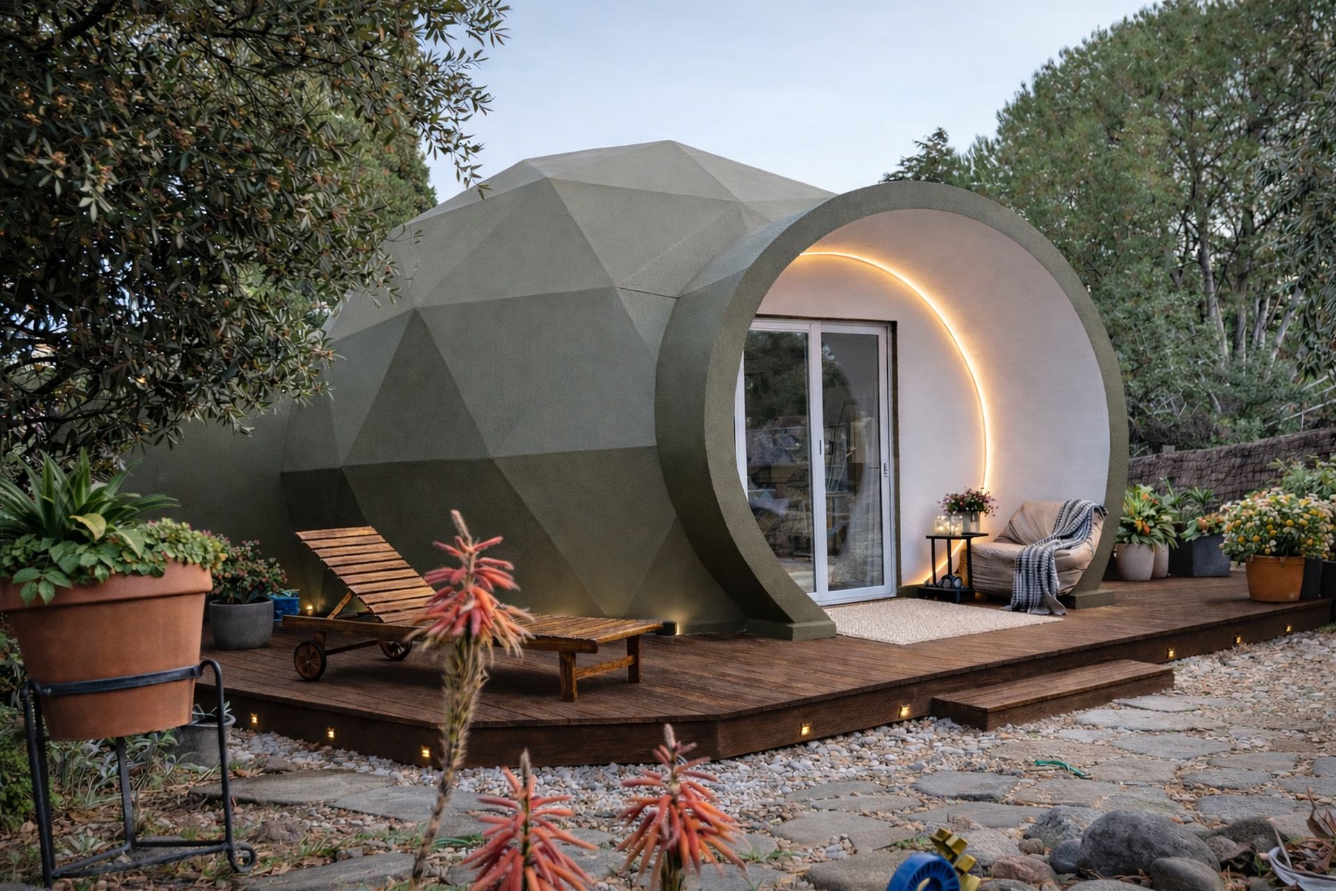 Domo geodésico de madera en Málaga - construcción sostenible.